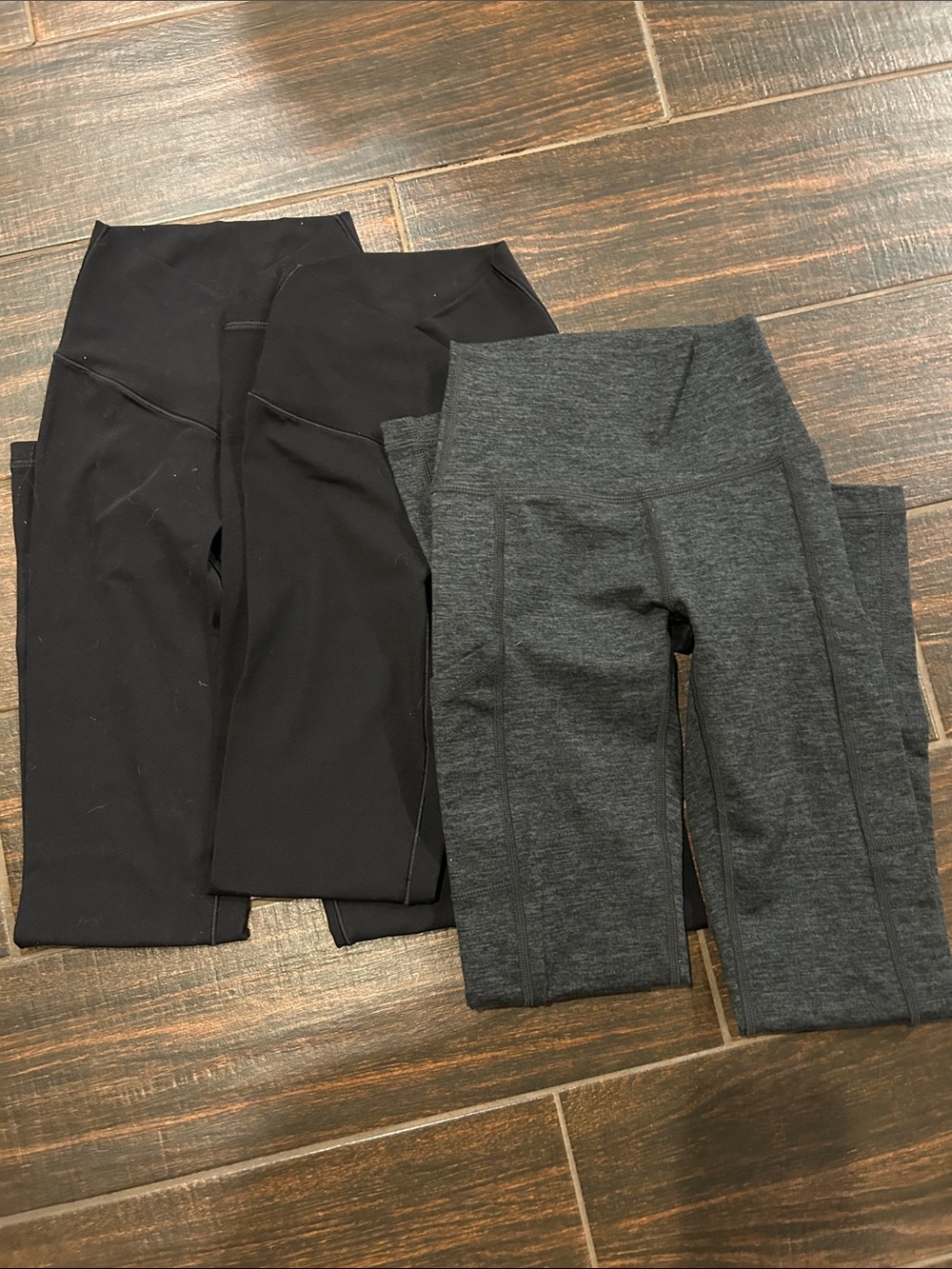 Set of 3 Active High-Waist Leggings - Black & Charcoal